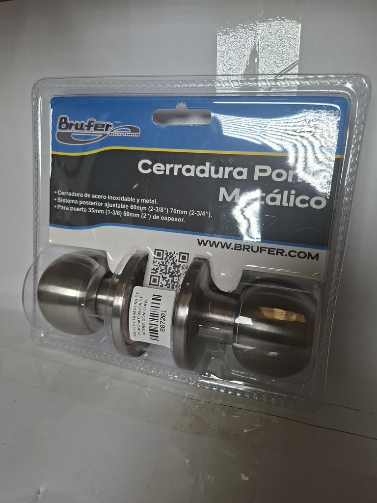BRUFER CERRADURA DE POMO METALICA DE ACERO CON LLAVE