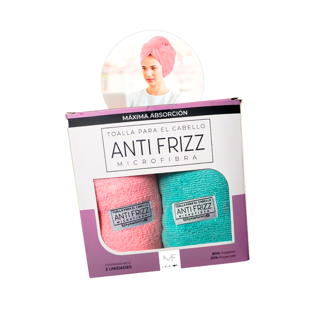 MAS FACTORY TOALLA ANTI FRIZZ MICROFIBRA 2PACK
