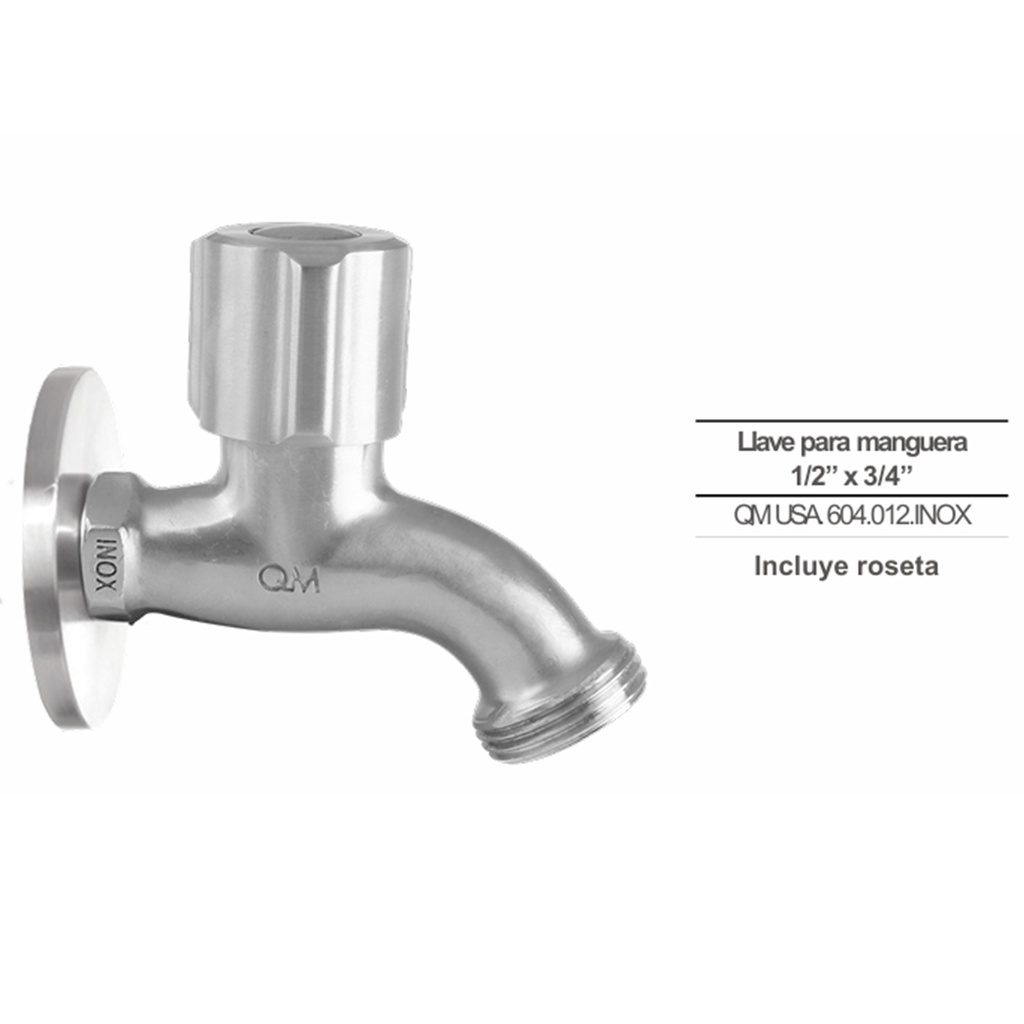 QM LLAVE PARA MANGUERA BASIC ACERO INOX 304 1/2" X 3/4"