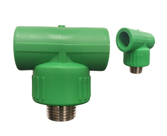 TOYO TEE 1/2" X 1/2" MACHO C/ ROSCA METALICA (PPR) VERDE
