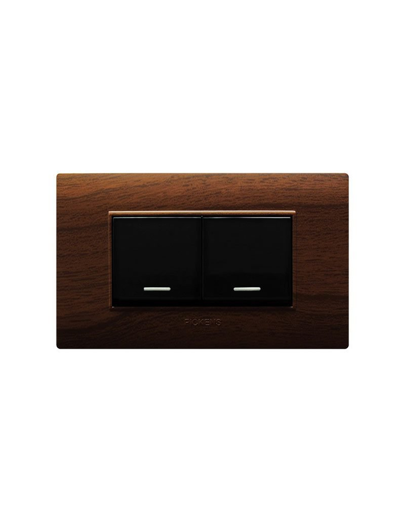 PICKENS APAGADOR SENCILLO 02 MODULOS NOGAL C/ NEGRO