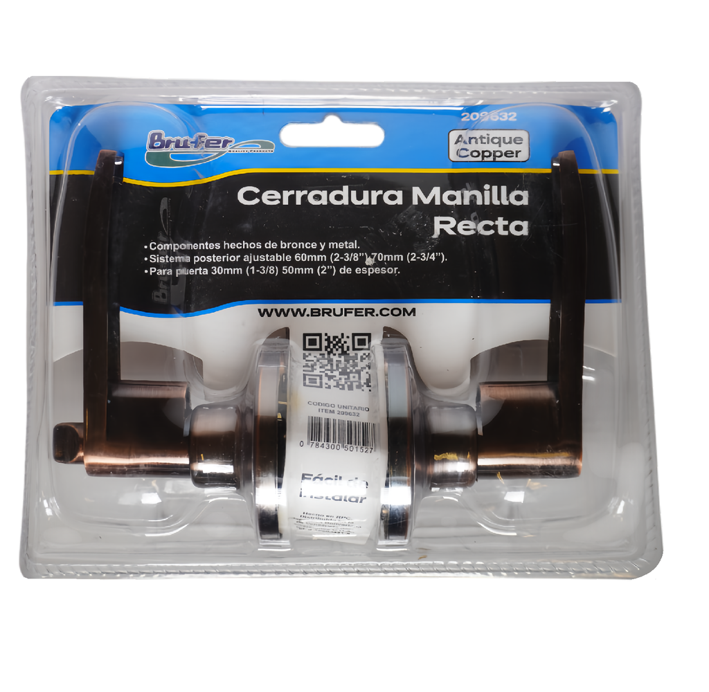 BRUFER CERRADURA MANILLA RECTA ANTIQUE COOPER