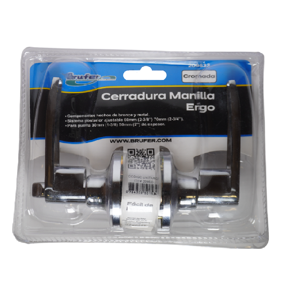 BRUFER CERRADURA MANILLA RECTA CROMADA