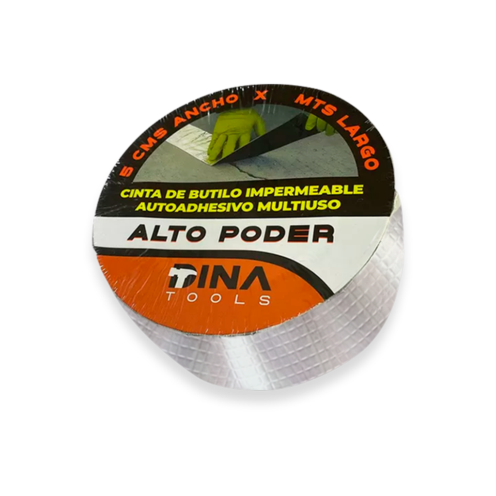 DINA TOOLS CINTA DE BUTILO IMPERMEABLE AUTOHADHESIVO 5CM ANCHO X 3 MTS LARGO A