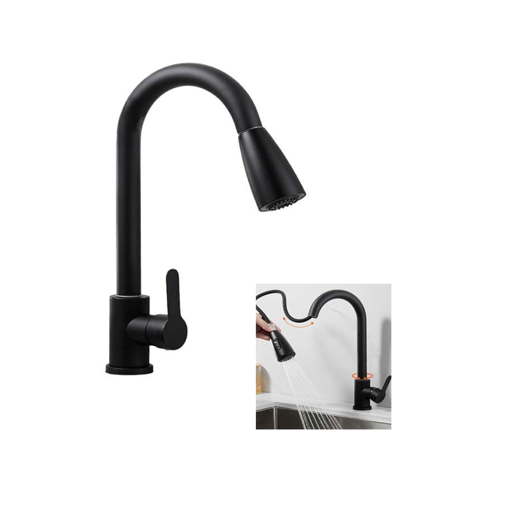 GRIFERIA LUJO NEGRA AGUA FRIA Y CALIENTE LAVAPLATOS