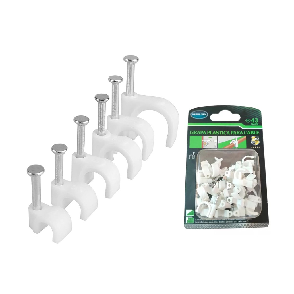 HERRA-VEN GRAPA PLASTICA PARA CABLE 8MM