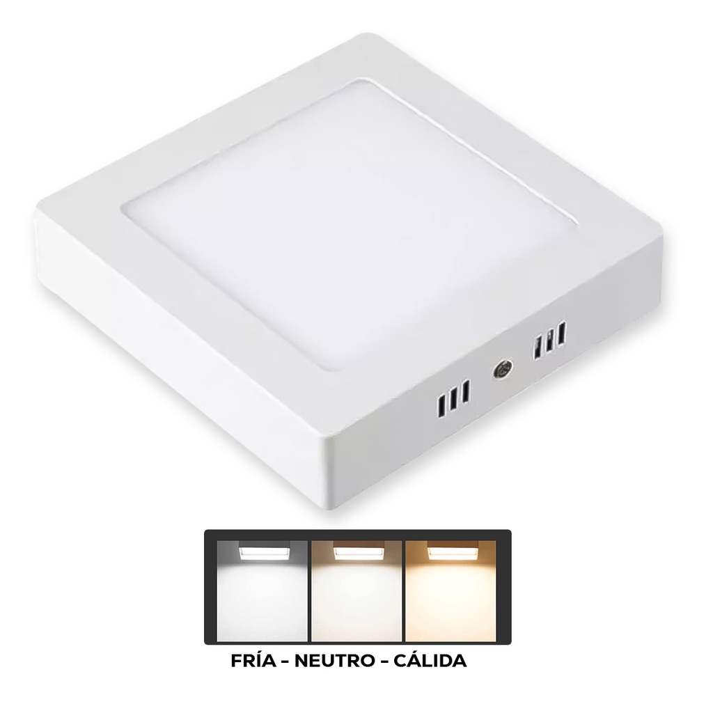 LAMPARA LED SUPERFICIAL (48W) CUADRADA 3 COLORES