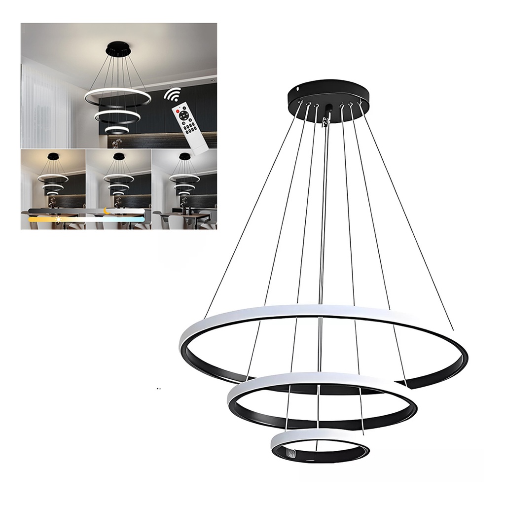 LAMPARA COLGANTE DE TECHO LED 3 ANILLOS (160W)