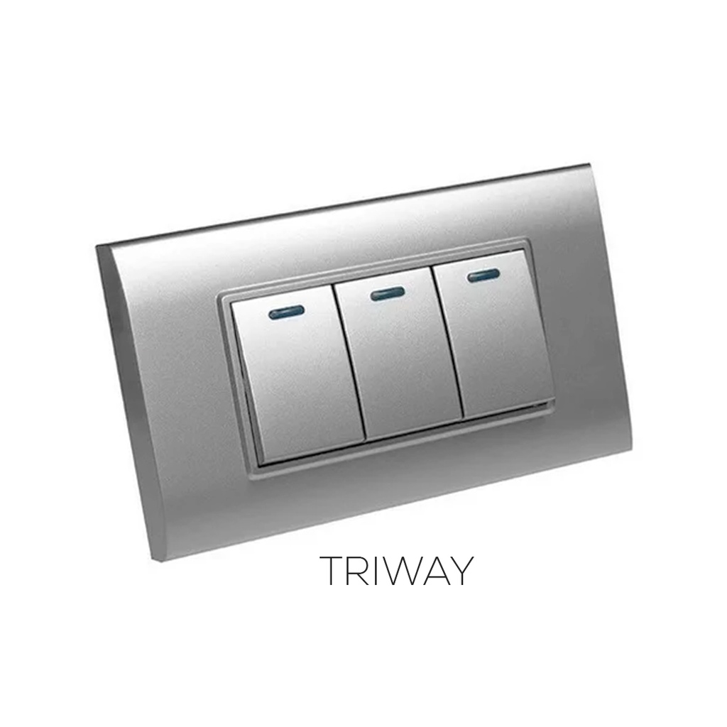 INTERRUPTOR APAGADOR TRIPLE TRIWAY PLATEADO