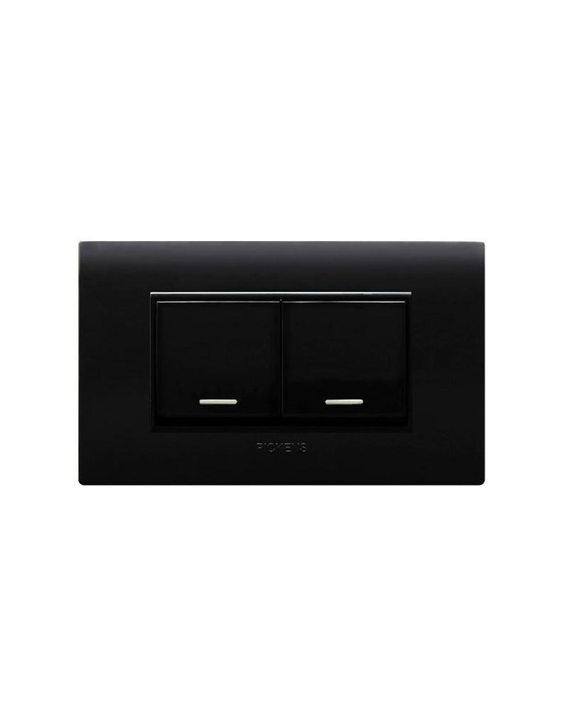 PICKENS APAGADOR SENCILLO 02 MODULOS NEGRO