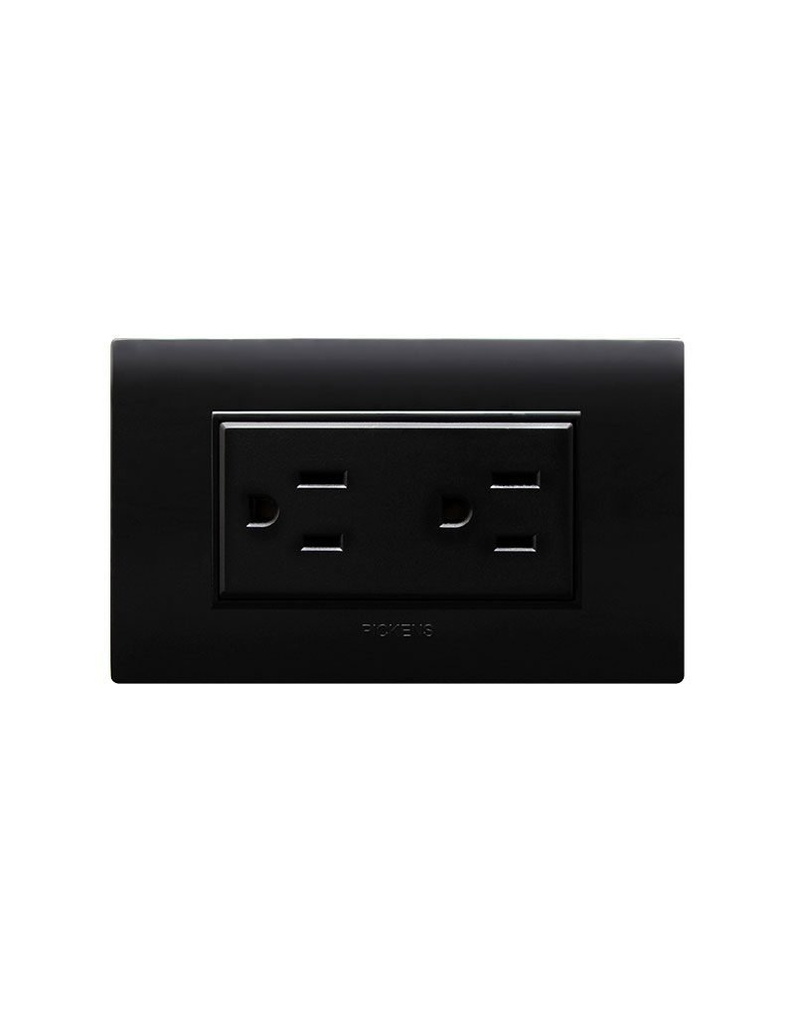 PICKENS TOMA CORRIENTE 2P+T DOBLE NEGRO