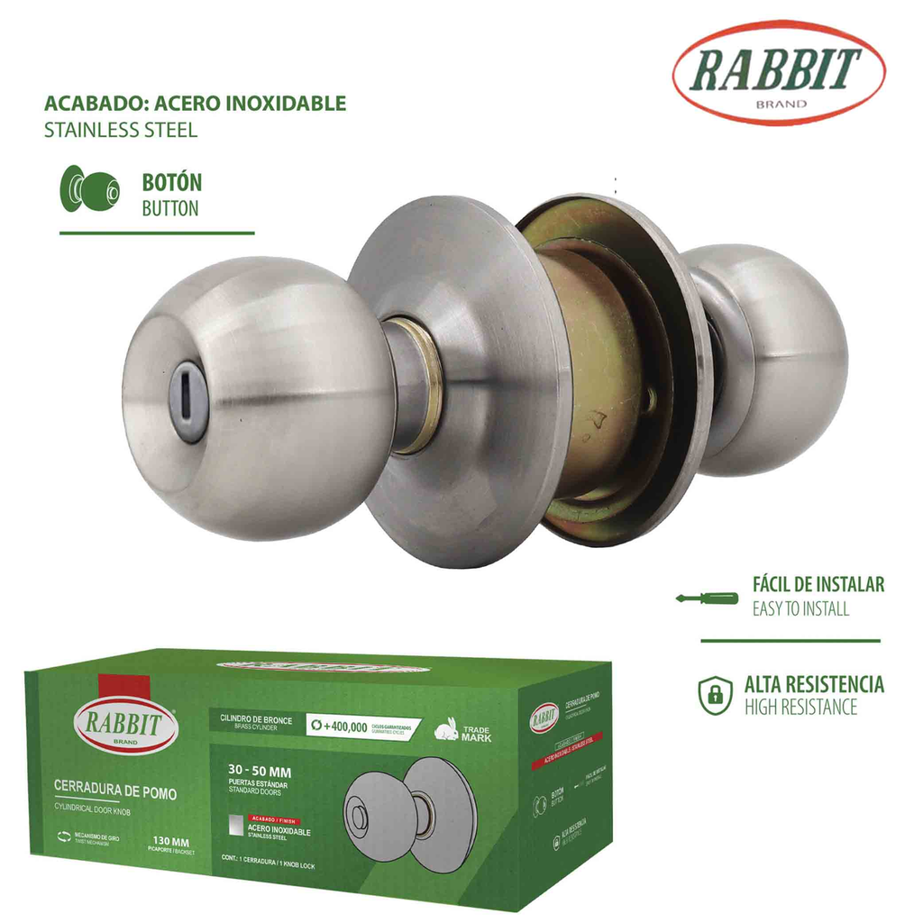 RABBIT CERRADURA DE POMO P/BAÑO S/LLAVE