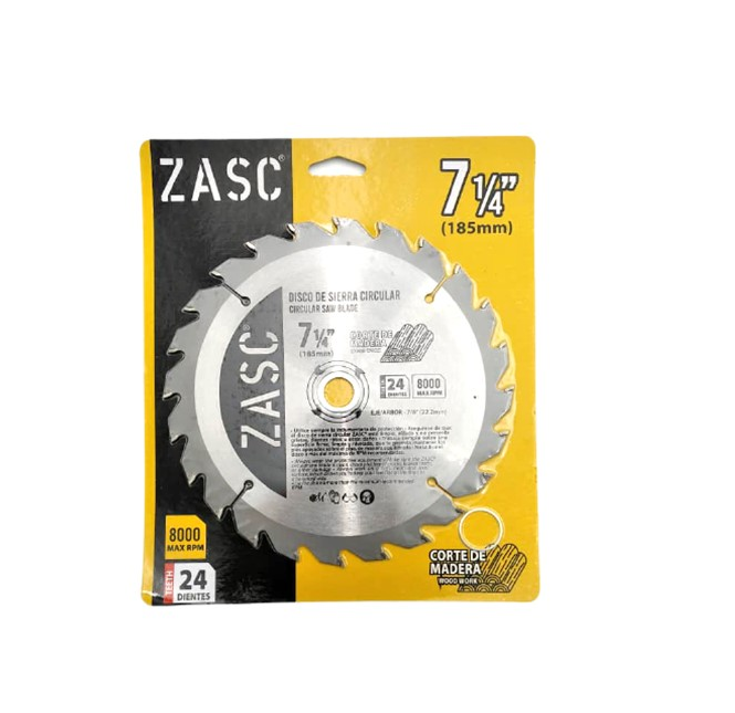 ZASC DISCO PARA CORTE DE MADERA 185MM 24 DIENTES