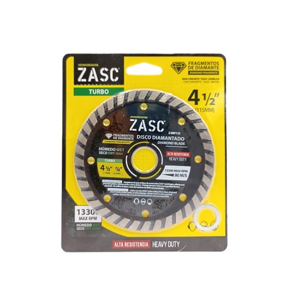 ZASC DISCO DE CORTE DIAMANTADO 41/2" TURBO