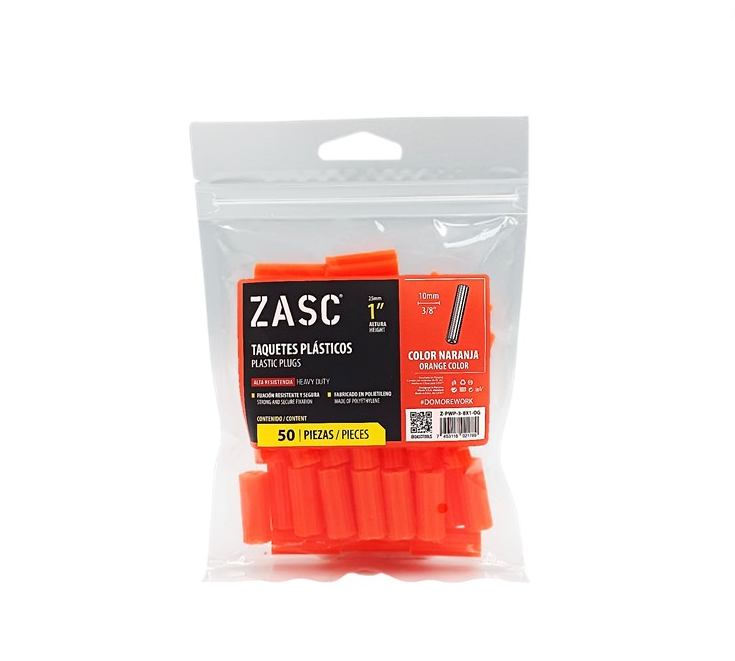 ZASC RAMPLUG PLASTICO C/NARANJA 3/8" 1 1/2"