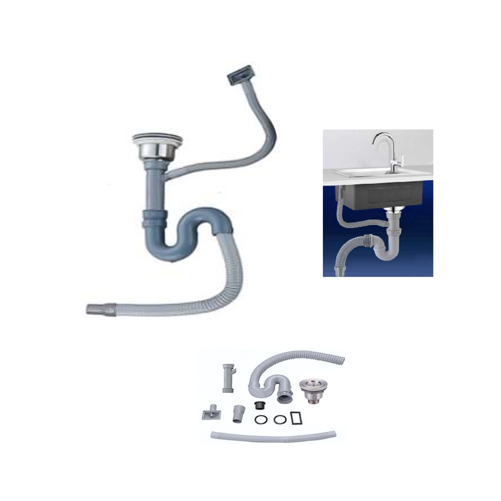 KIT DE DESAGUE LAVPLATO CON REBOSADERO 1 1/2