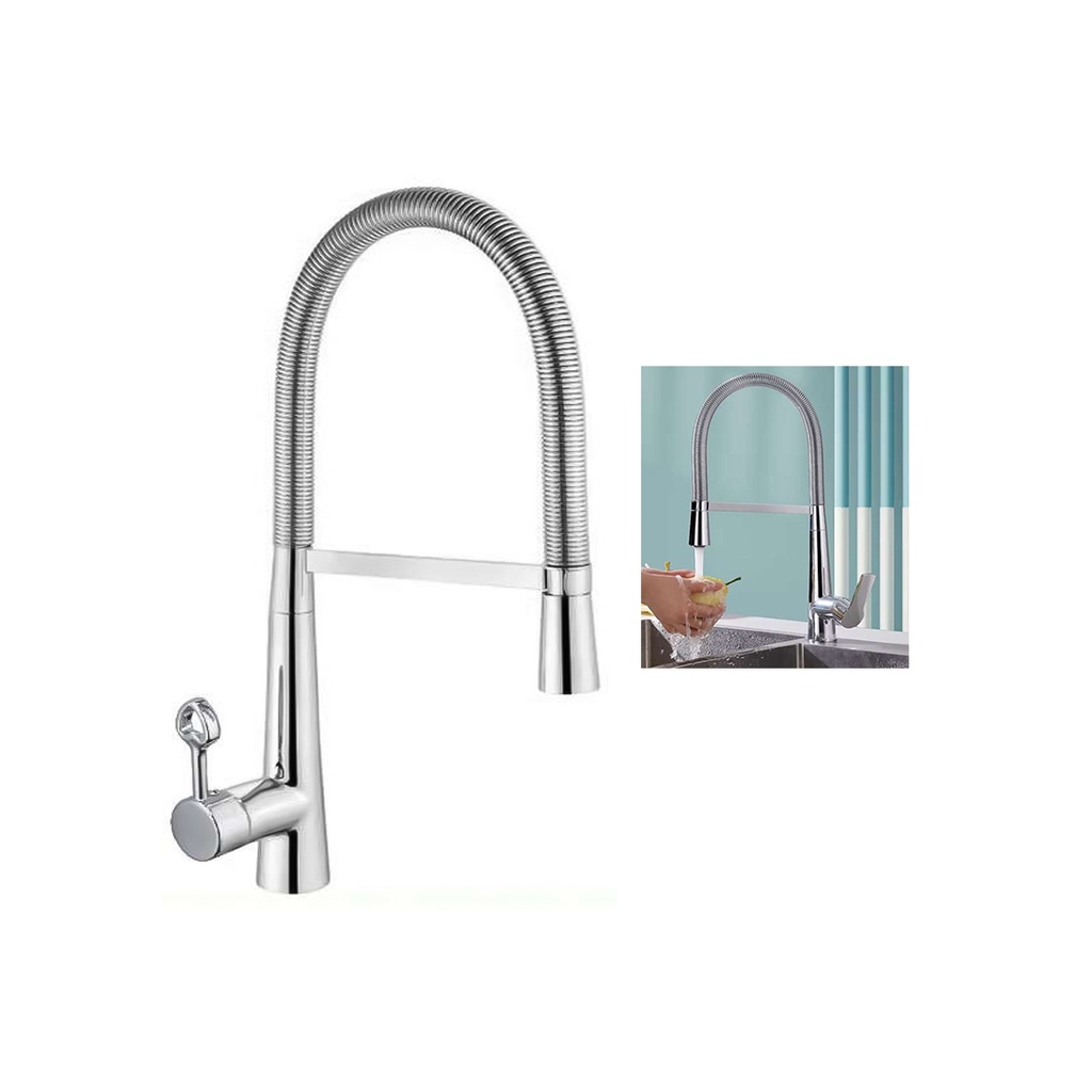 GRIFERIA ACERO CROMADA PARA LAVAPLATOS AGUA FRIA Y CALIENTE