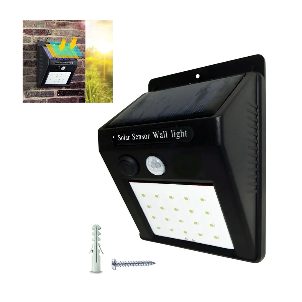 LAMPARA LED CON PANEL SOLAR Y SENSOR DE MOVIMIENTO