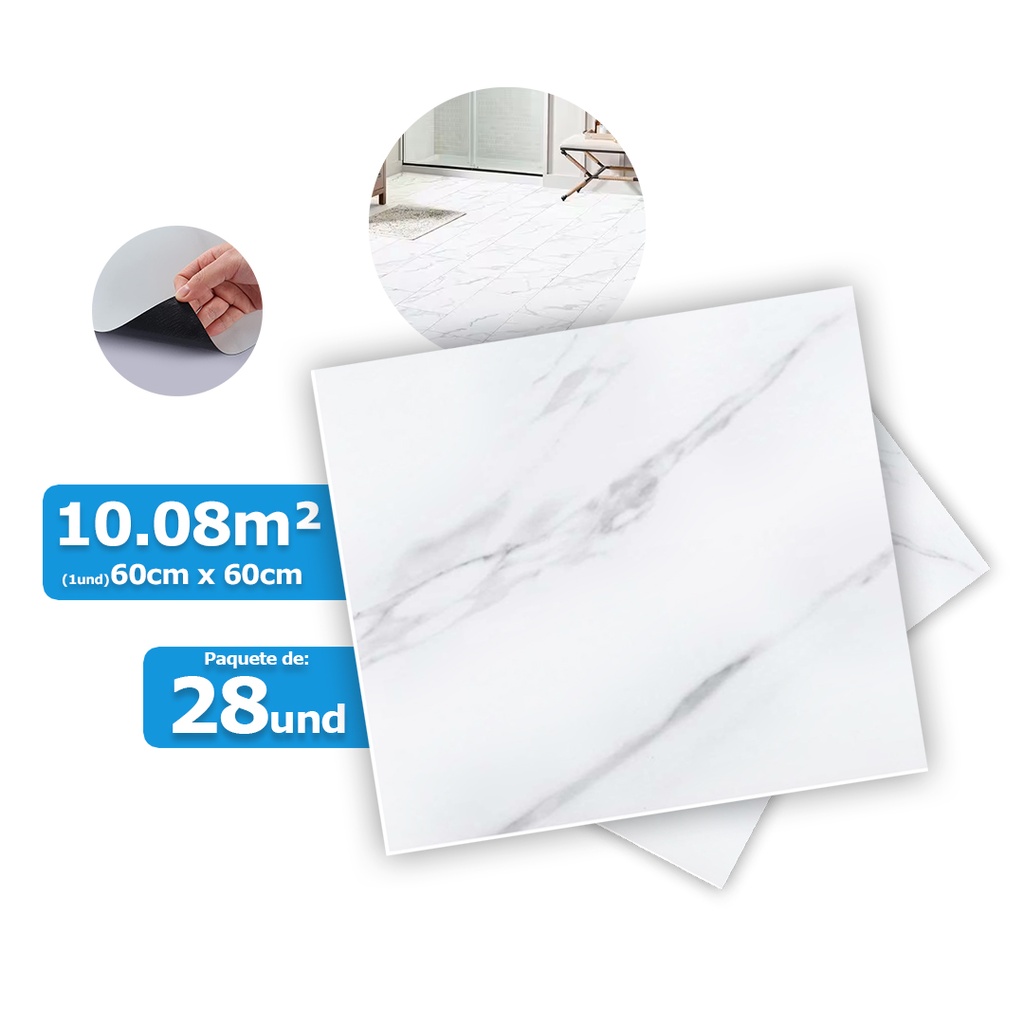 PISO DE VINIL PVC  AUTOADHESIVO  BLANCO-GRIS (10.08m²)