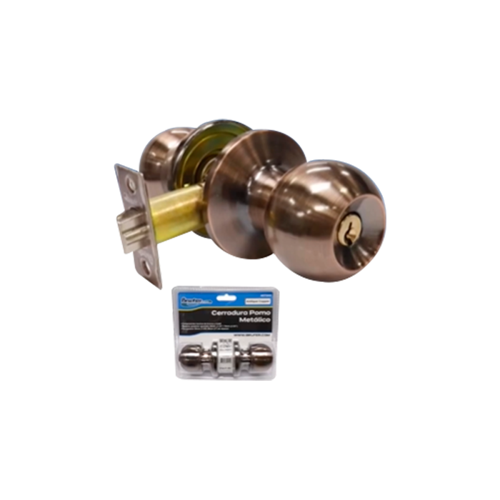 BRUFER CERRADURA DE POMO METALICA ANTIQUE COPPER CON LLAVE