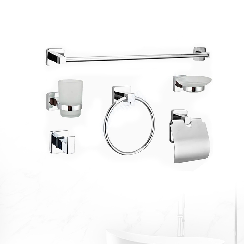 JUEGO DE ACCESORIOS PARA BAÑO 6PZS CUADRADO