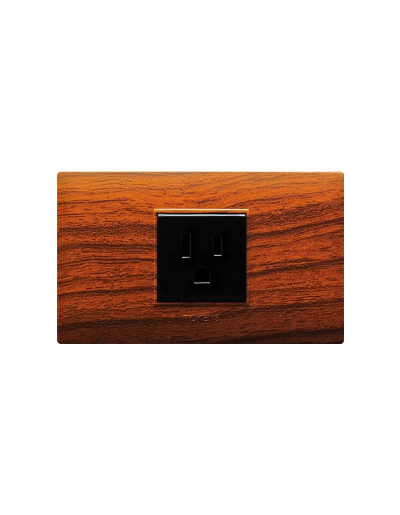 PICKENS TOMA CORRIENTE 2P+T SENCILLO COLOR MADERA C/ NEGRO
