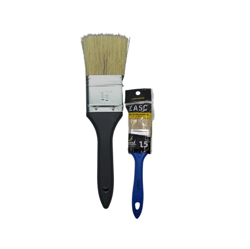 ZASC BROCHA MANGO PLASTICO 2.5" NEGRO, CERDA RUBIA