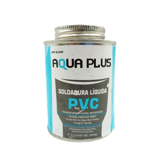 AQUAPLUS SOLDADURA PARA TUBO PVC A.F 250 GRS