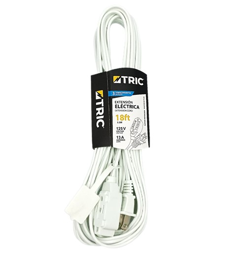 TRIC EXTENSION ELECTRICA  BLANCA 18 FT, 125V-13A