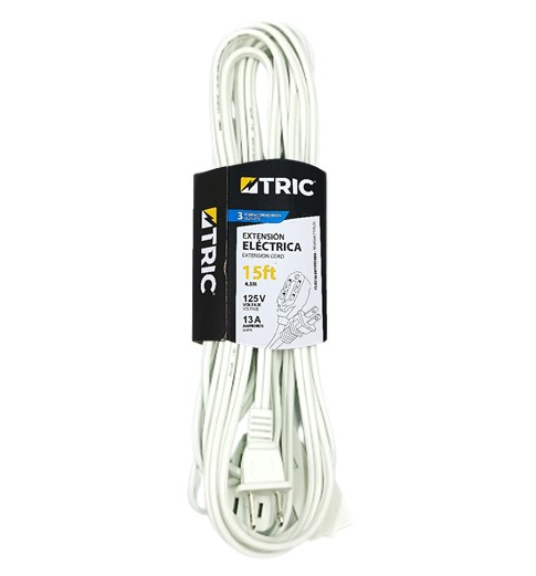 TRIC EXTENSIONE ELECTRICA BLANCA 15 FT, 125V-13A