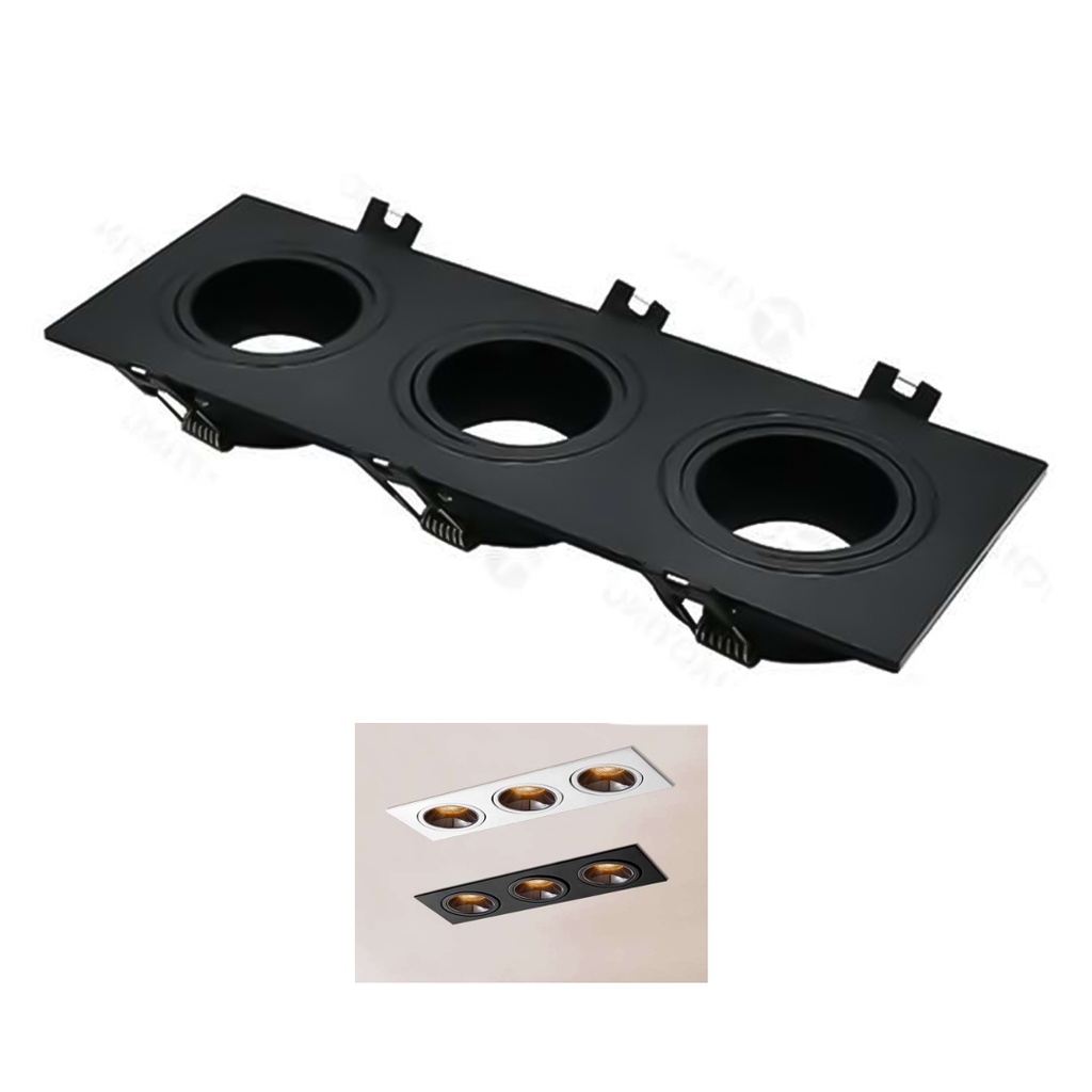 LAMPARA OJO DE BUEY REDONDO TRIPLE NEGRO