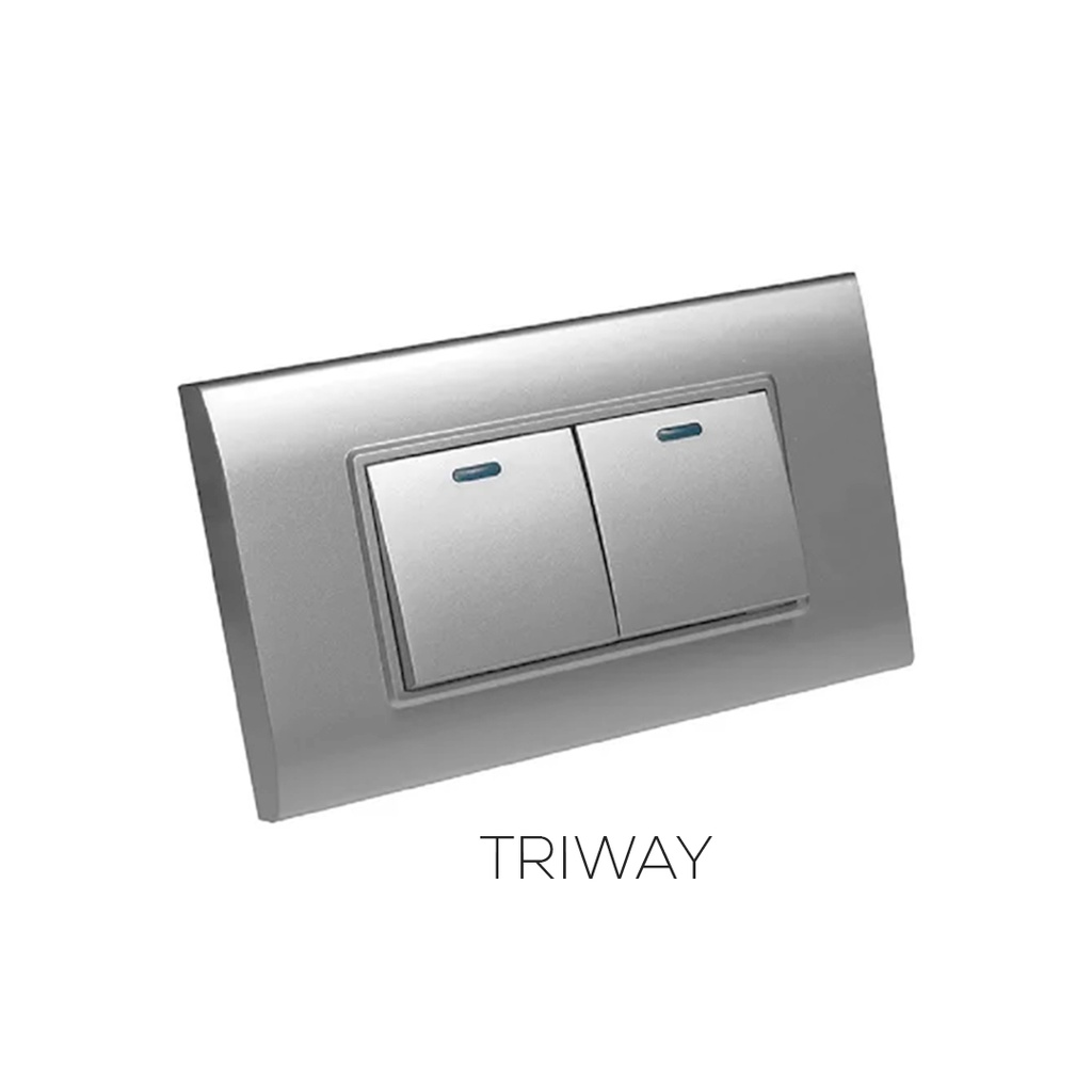 INTERRUPTOR APAGADOR DOBLE TRIWAY PLATEADO