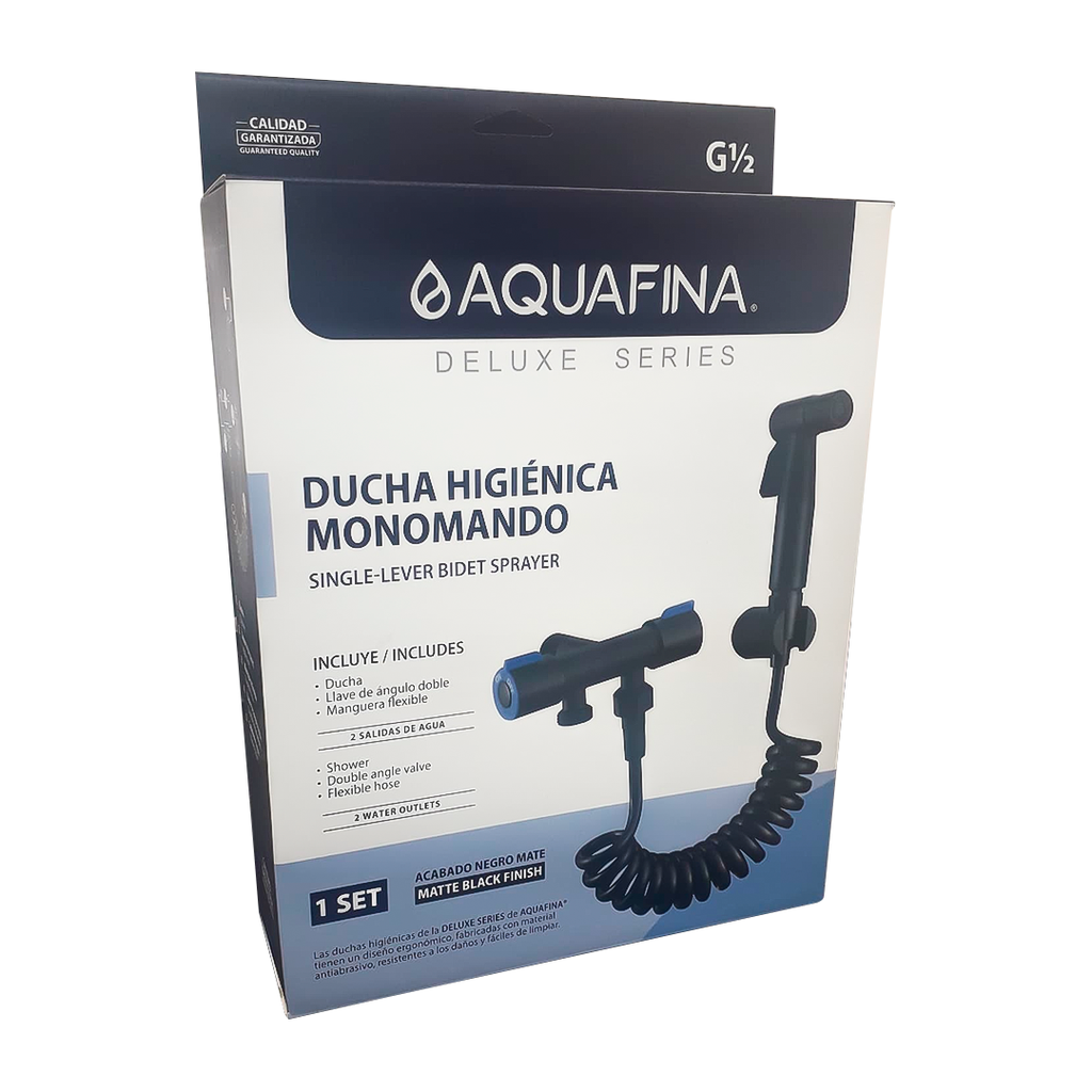 AQUAFINA DUCHA TELF MONOMANDO 2 SAL D/MANGUERA NEGRO MAT