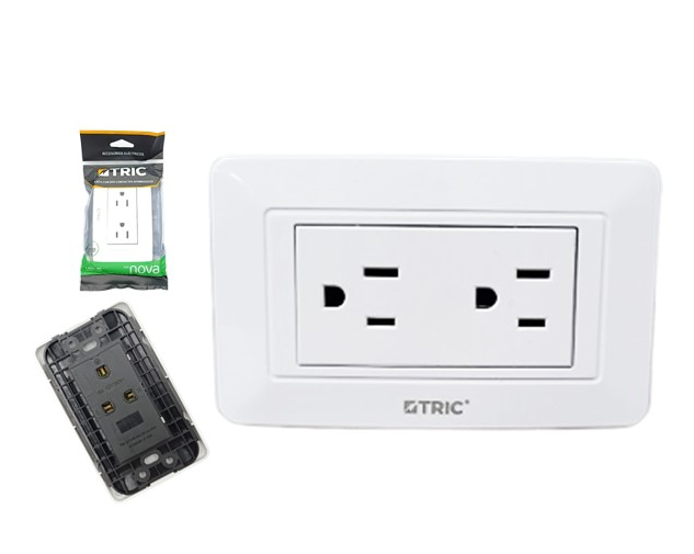 TRIC TOMA DOBLE 2 POLOS + TIERRA, BLANCO