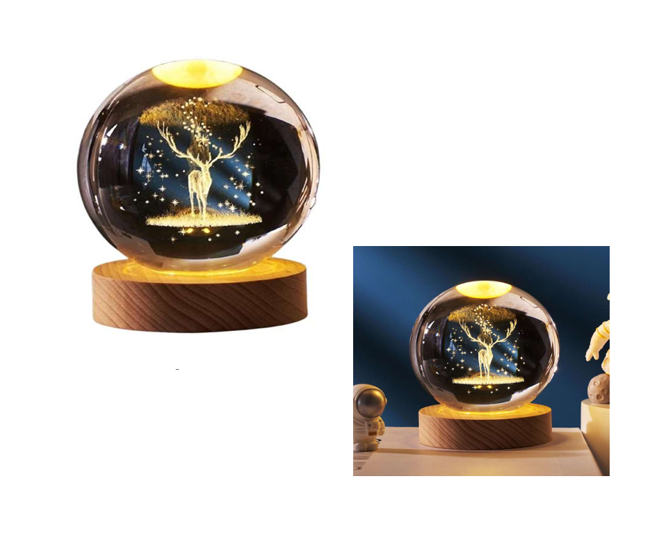 LAMPARA DE CRISTAL LED CON ILUMINOSIDAD DE CIERVO