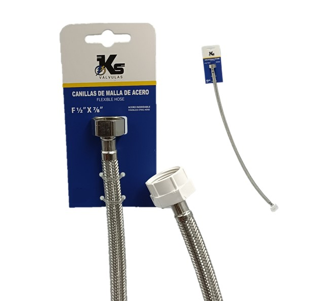 KS CANILLA 1/2"X7/8" FLEXIBLE 60CM MALLA D/ACERO