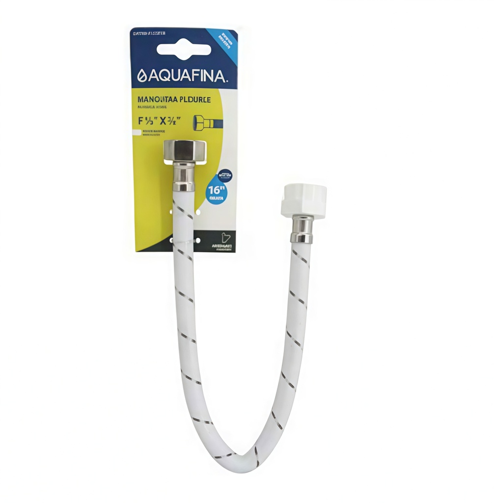 AQUAFINA MANGUERA FLEXIBLE D/ NYLON BLANCO 1/2"X7/8"