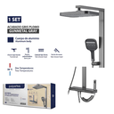AQUAFINA SET DE DUCHA TIPO LLUVIA C/SOPORTE REFORZADO 2 TIEMP C/PANTALLA DIGITAL GRIS PLOMO