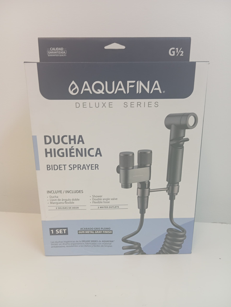 AQUA FINA DUCHA TELEFONO 2 SALIDAS DE AGUA MANG FLEXIBLE GRIS PLOMO