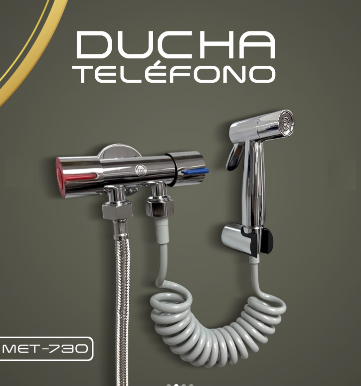 DUCHA TELEFONO PLASTICO CON LLAVE DE ARRESTRO  ACERO INOXIDABLE CROMADO