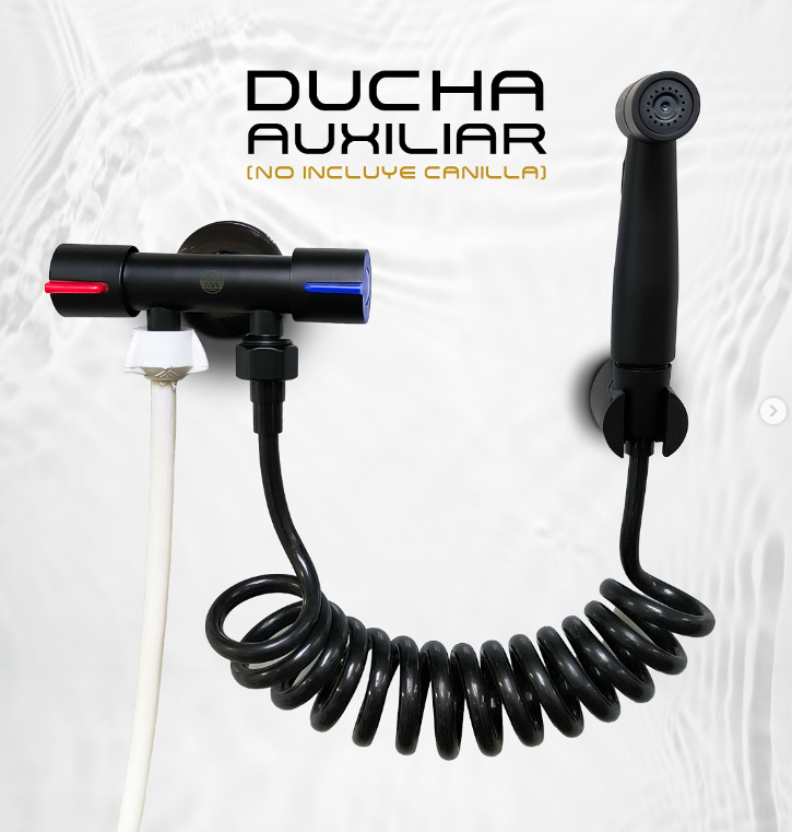 DUCHA TELEFONO PLASTICO CON LLAVE DE ARRESTO ACERO INOXIDABLE  NEGRO
