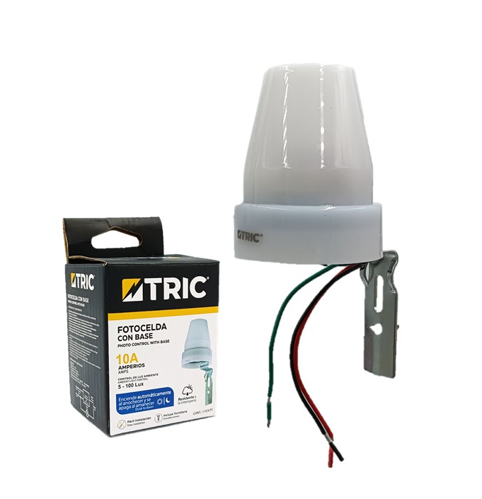 TRIC FOTOCELDA MULTIVOLTALJE BLANCA CON BASE 10AMP