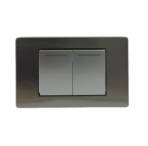 FERCO  INTERRUPTOR DOBLE METAL,GRIS PLOMO C/LUZ REFLECTIVA