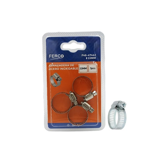 FERCO ABRAZADERA DE ACERO INOXIDABLE 22mm