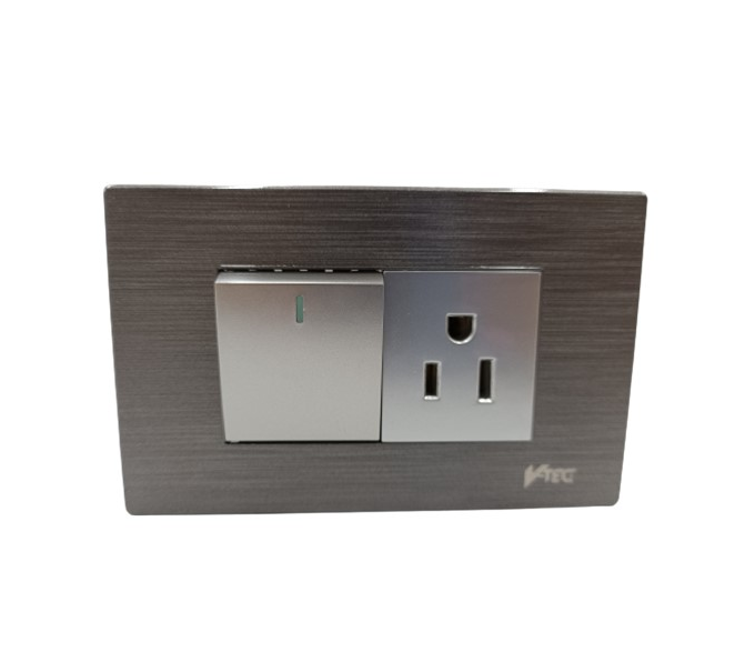 FERCO INTERRUPTOR+ TOMA 2P+T,PLAETADO C/LUZ REFLECTIVA V-TEG