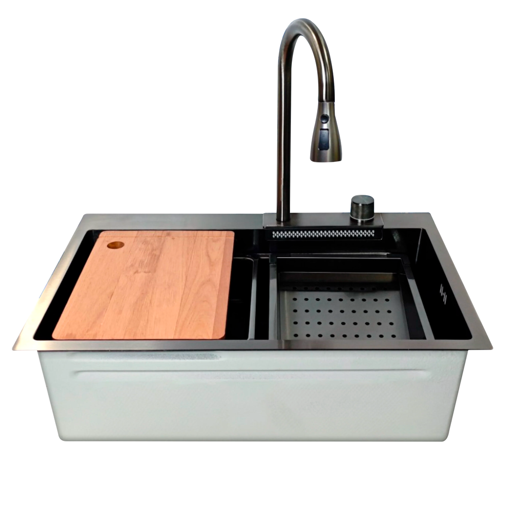 AQUA FINA FREGADERO PONCHERA 68X45 CM ACERO INOX NEGRO P/ EMPOTRAR