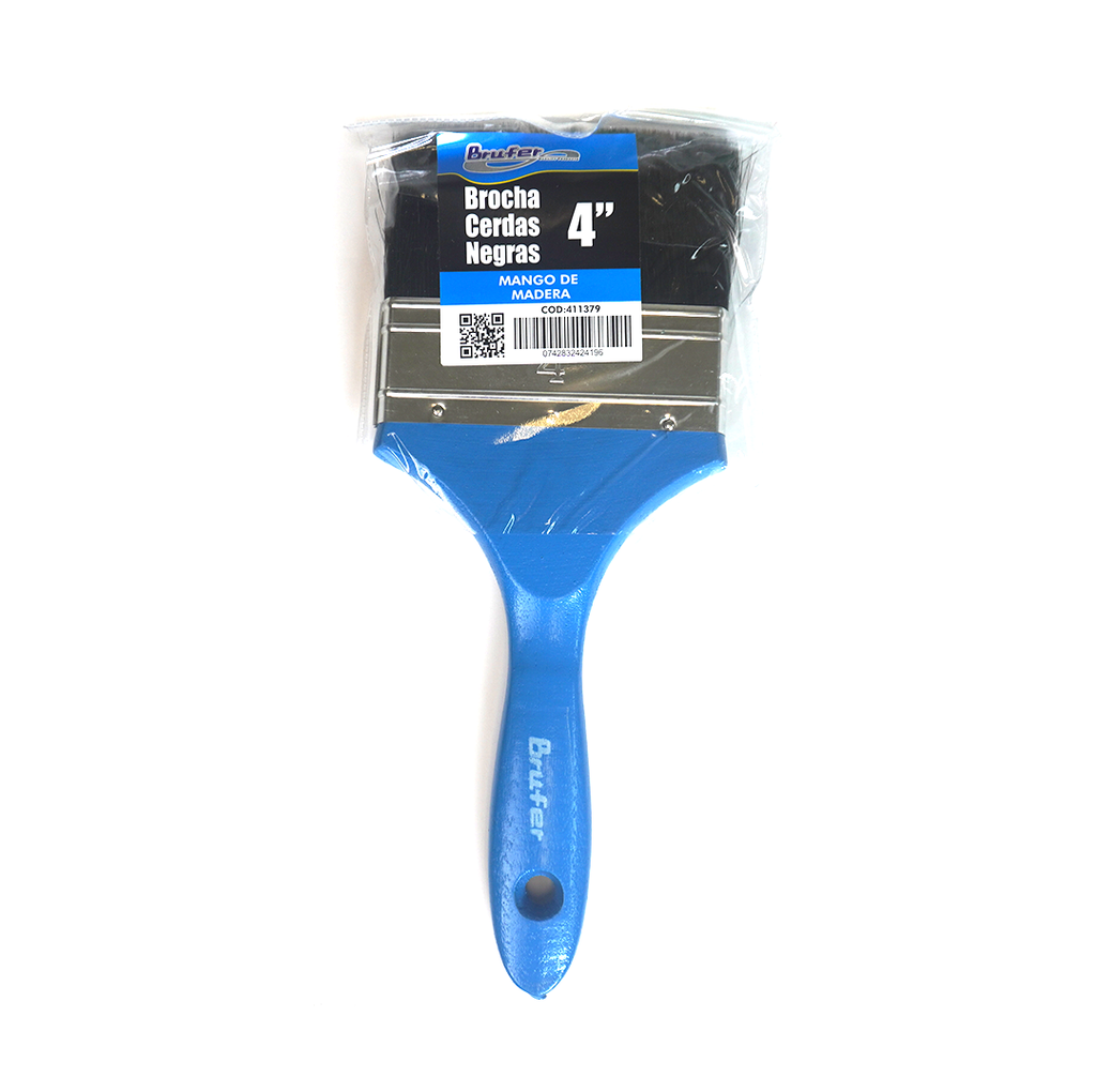 BRUFER BROCHA CERDAS NAT NEGRA M/MADERA 4"