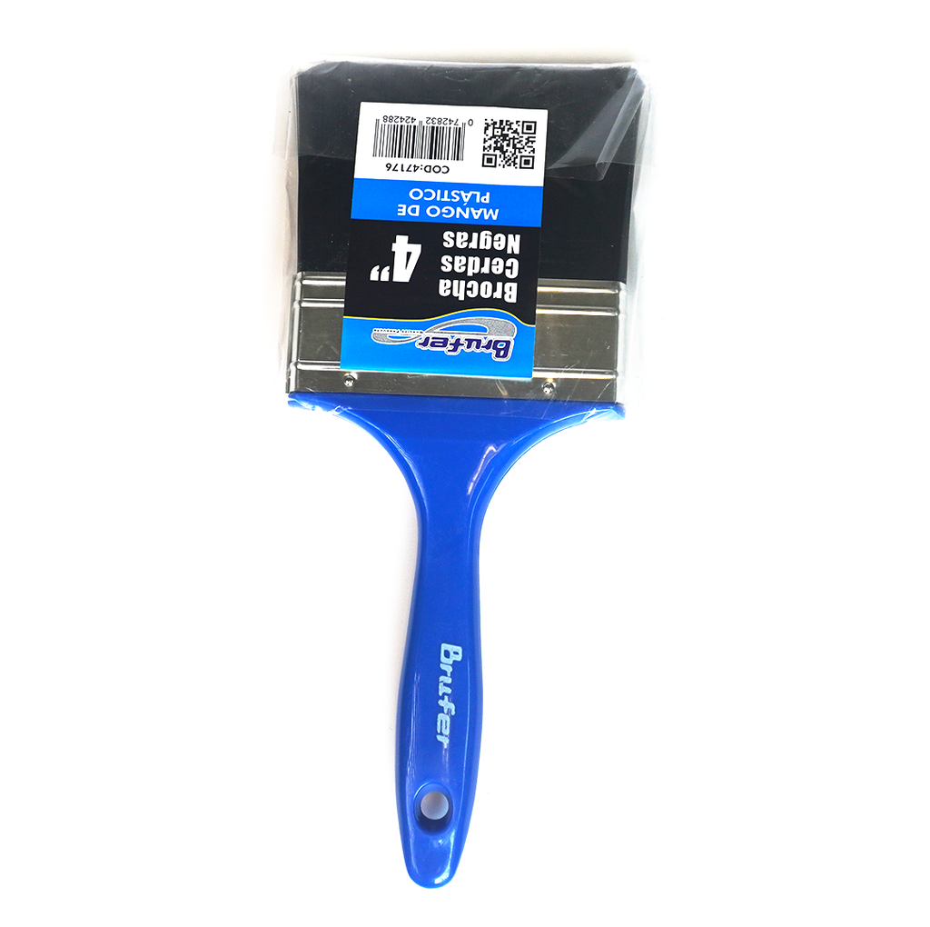 BRUFER BROCHA CERDAS SINT NEGRA M/PLASTICO 4"