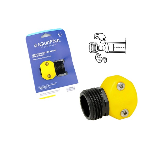 AQUAFINA CONECTOR PLASTICO MACHO 1/2" PARA MANGUERA