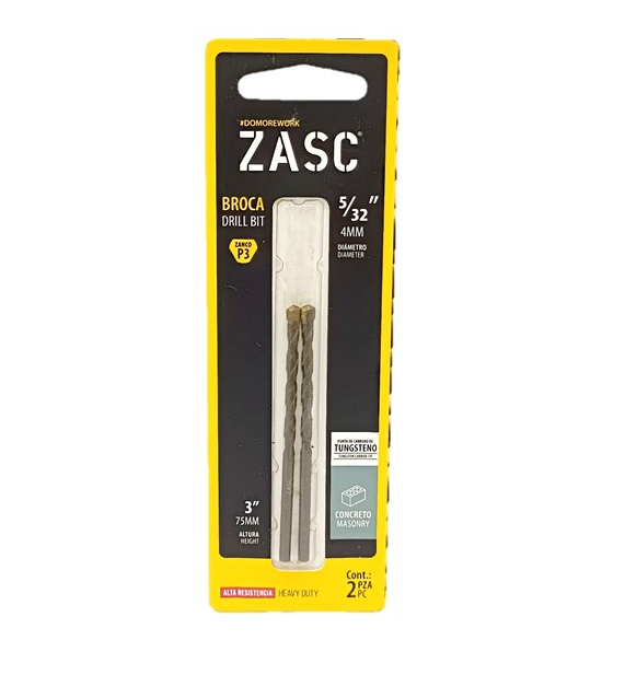 ZASC JUEGO DE MECHAS P/CONCRETO PUNTA DE CARBURO DE TUNGSTENO 5/32''
